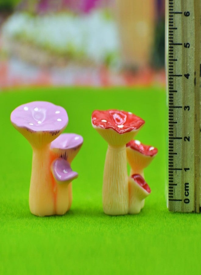 Prokart® Ceramic Mushroom Miniature Toys for Garden Accessories and Decoration | Table Ornaments | Cute Plant Decorative | Flower Pot Figurines (Purple & Red 3 Twins Plant Set of 2 Pcs) - Image 2